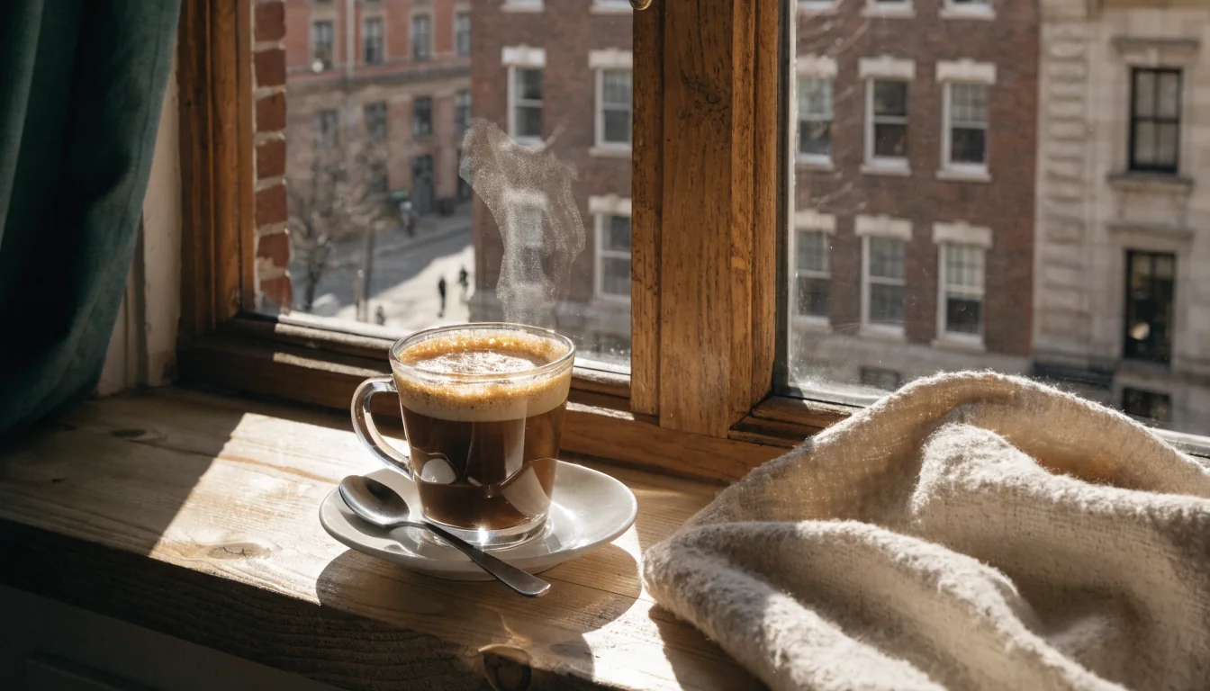 Pella Mushroom Coffee in a cozy setting